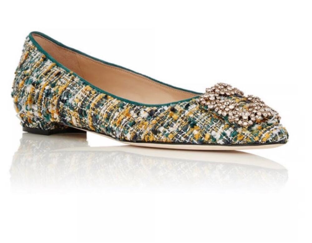 Manolo Blahnik Hangisi tweed flats